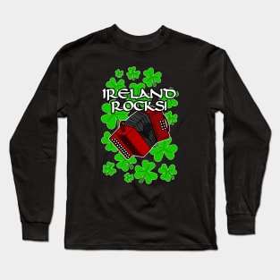 Ireland Rocks Accordion Irish St Patrick's Day Long Sleeve T-Shirt